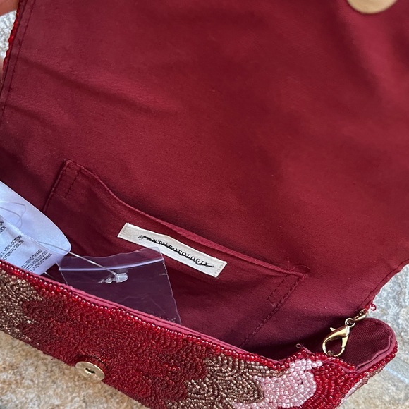 Anthropologie Beaded Petal Clutch Shoulder Bag NWT